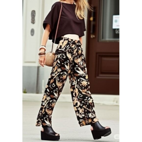 Joie Pants - Joie Womens Linen Flowh Boho Artsey Floral Drawstring Pants L
